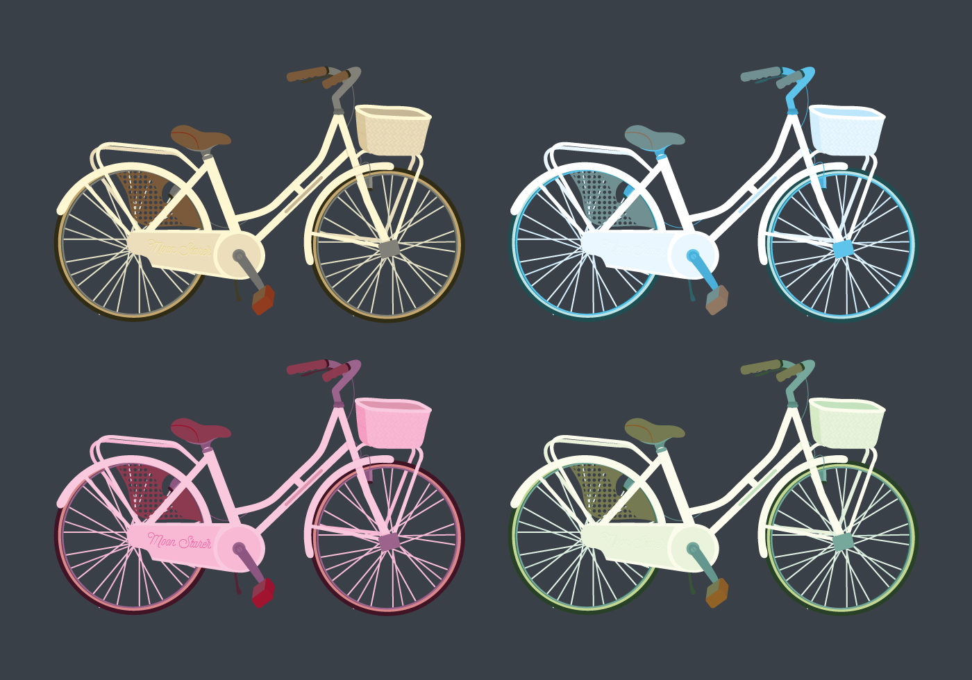 Vector Colourful Bicycles Set 136367 Vector Art at Vecteezy