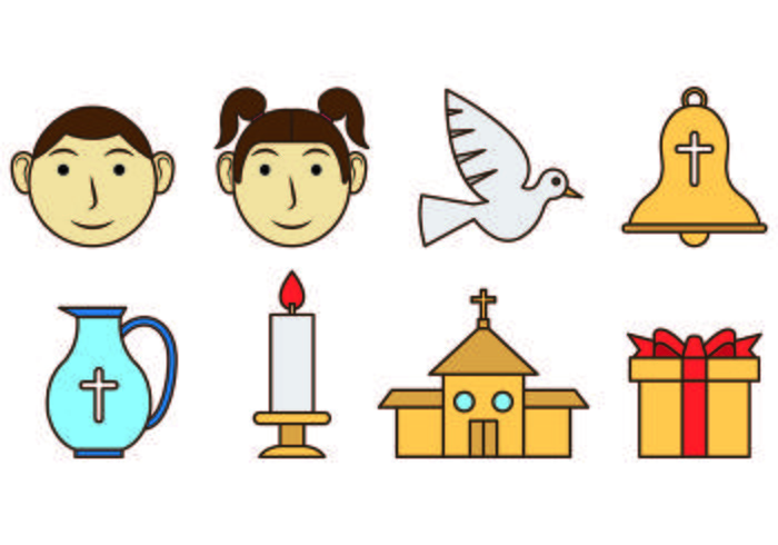 Set Of Bautizo Icons vector