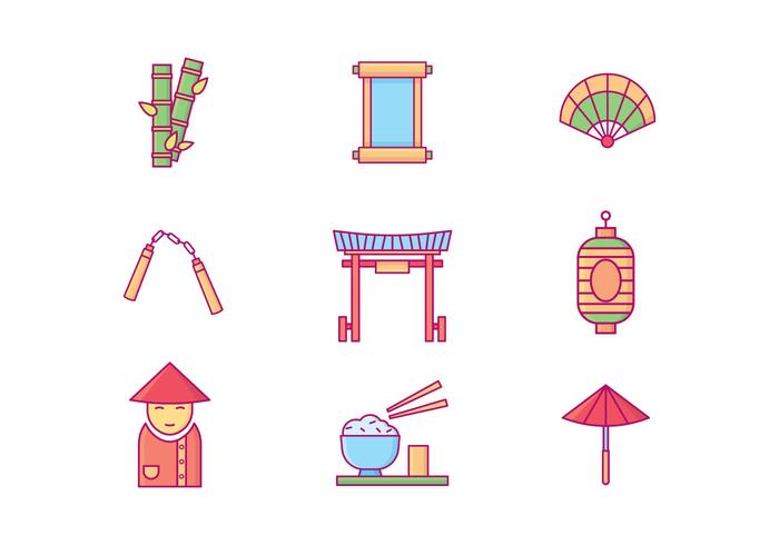 Iconos de cultura china gratis vector