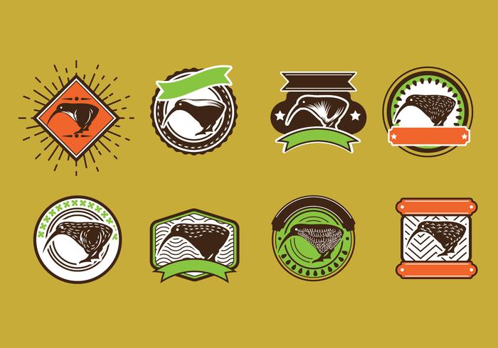 Set Vector Image of Nice Kiwi Birds Logo or Badge style Set Vector Image of Nice Kiwi Birds Logo or Badge style