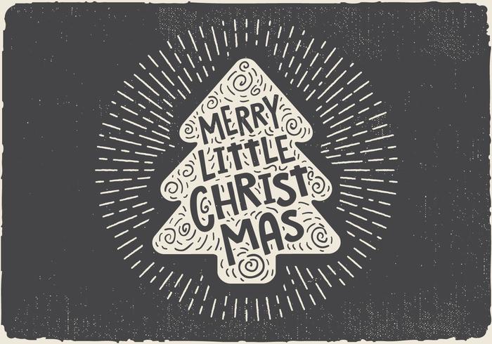 Vintage Hand Drawn Christmas Tree With Lettering vector