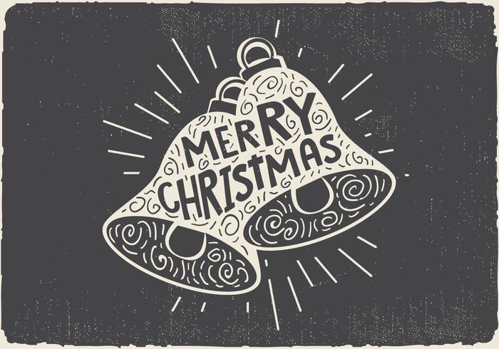 Free Vintage Hand Drawn Christmas Bell With Lettering vector