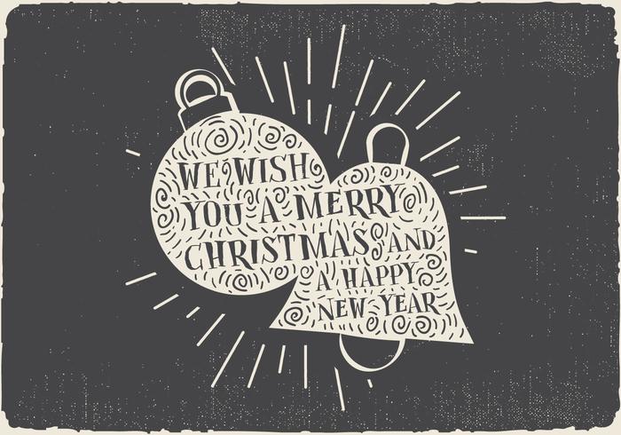 Free Vintage Hand Drawn Christmas Card With Lettering vector