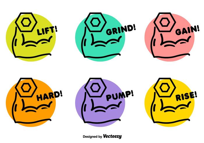 Dumbell Lifting Vector Badges