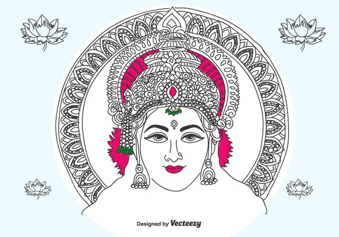 Download Hand Drawn Lakshmi Vector - Download Free Vectors, Clipart Graphics & Vector Art