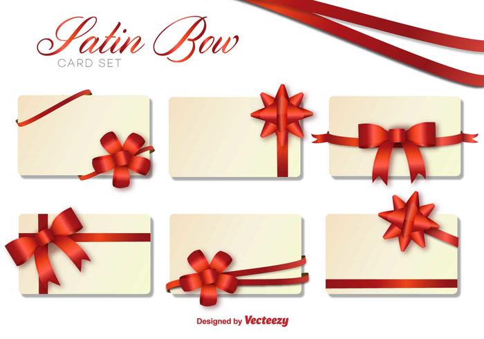 Vector Set Of Christmas Cards With Bows