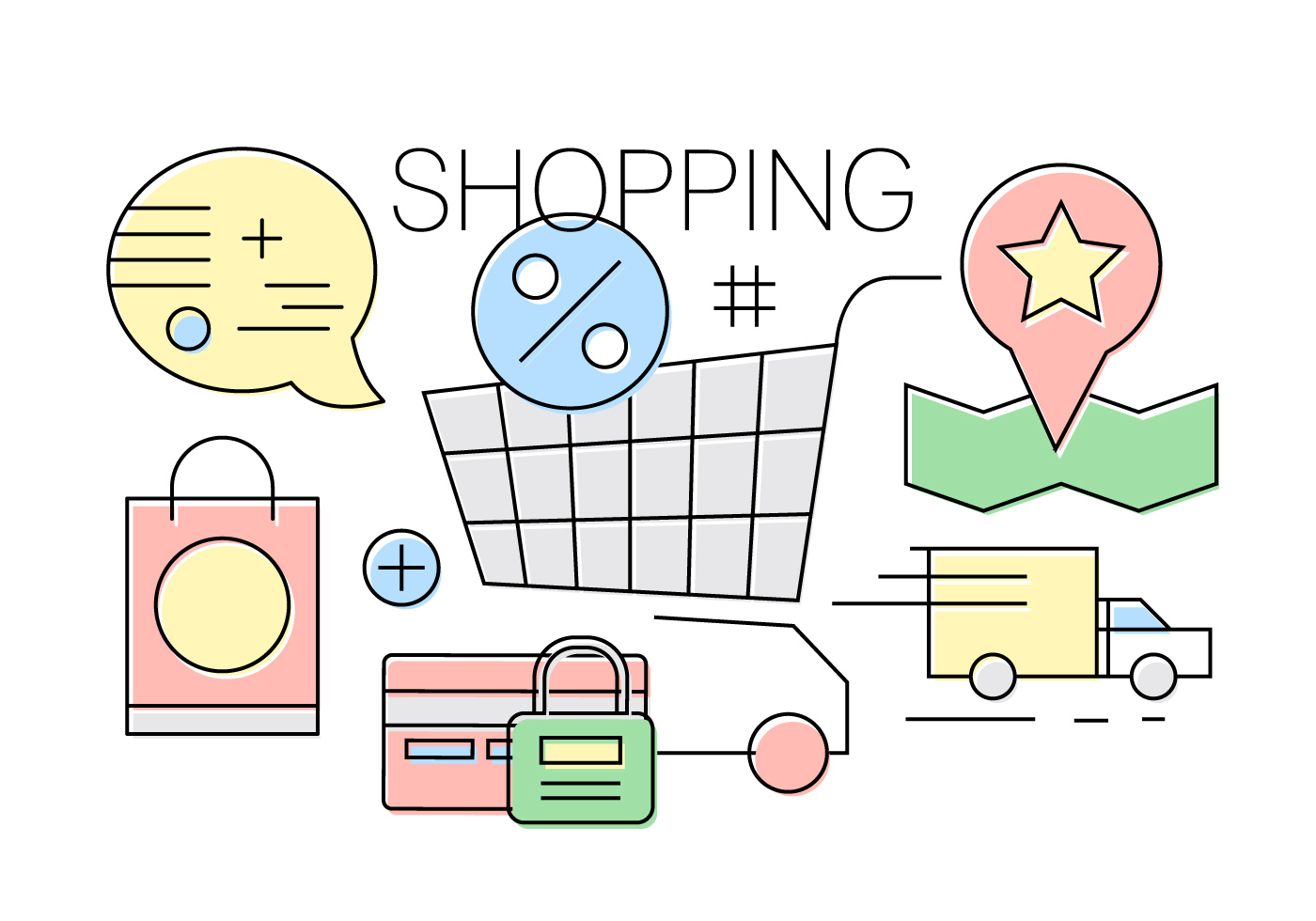Free Shopping Icons 136631 Vector Art at Vecteezy