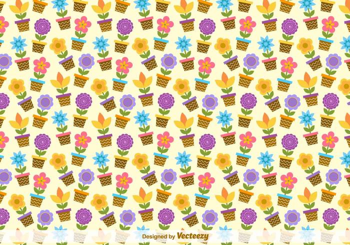 Flower Buckets Vector Pattern