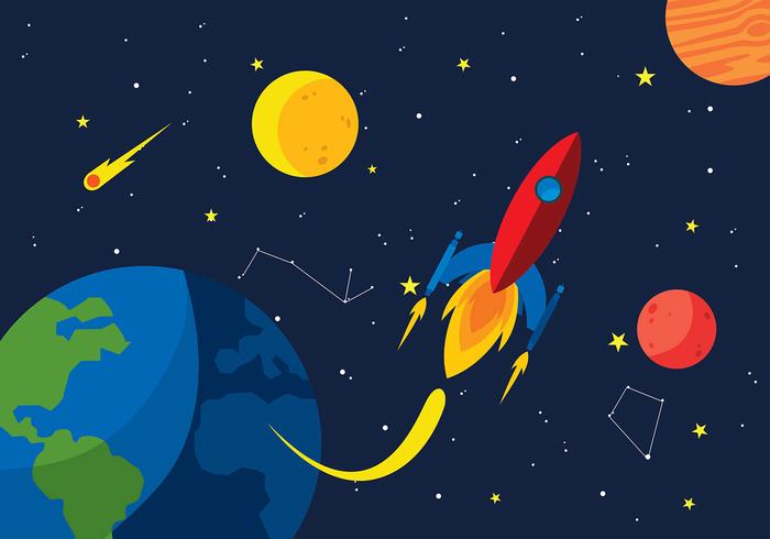 Starship Space Cartoon Free Vector