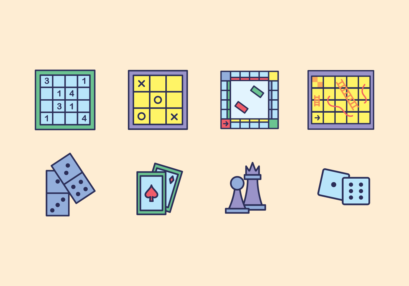 Board and Cards Game 136830 Vector Art at Vecteezy