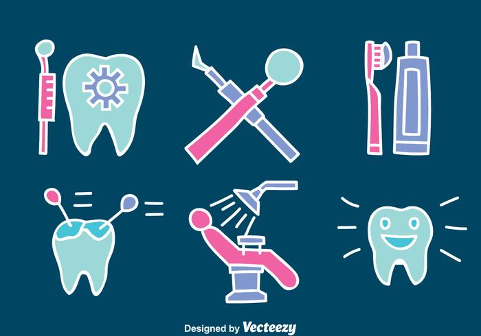 Dibujado mano del dentista Conjunto de elementos vectoriales vector