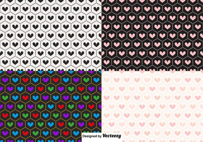 Vector Seamless Heart Patterns