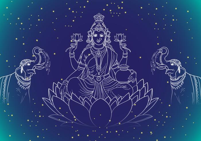 Lakshmi Diosa de la riqueza vector