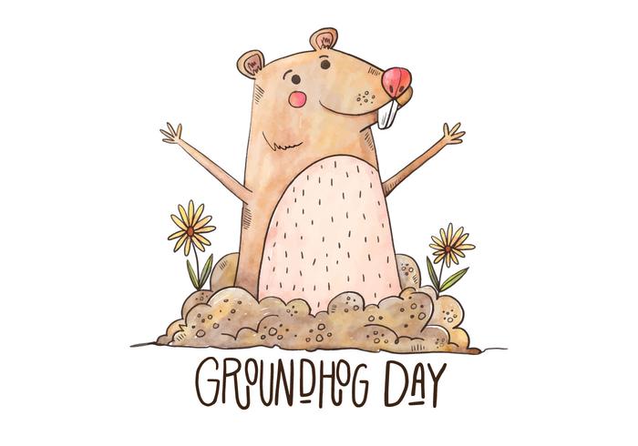 Ilustración día de la marmota vector