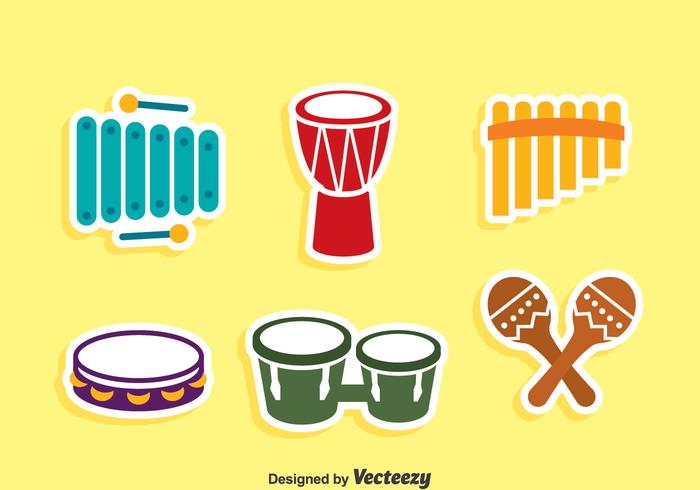 Traditional Music Instrument Icons Vector