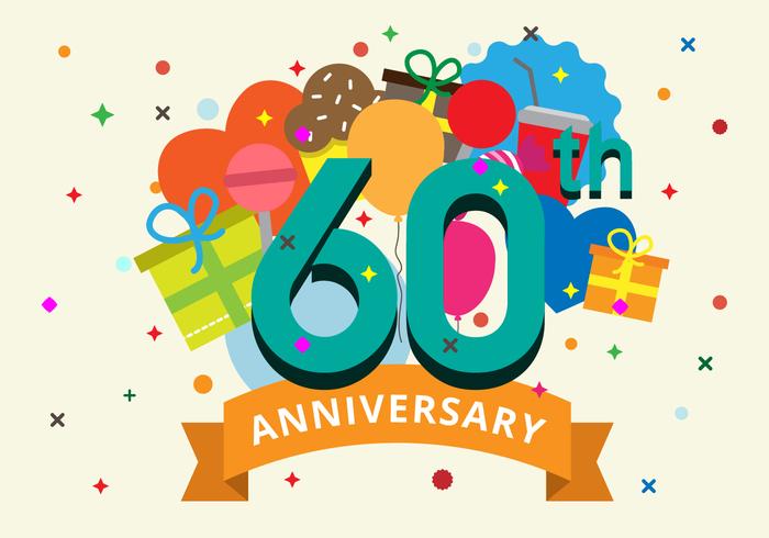 60th Anniversary Vector Illustration