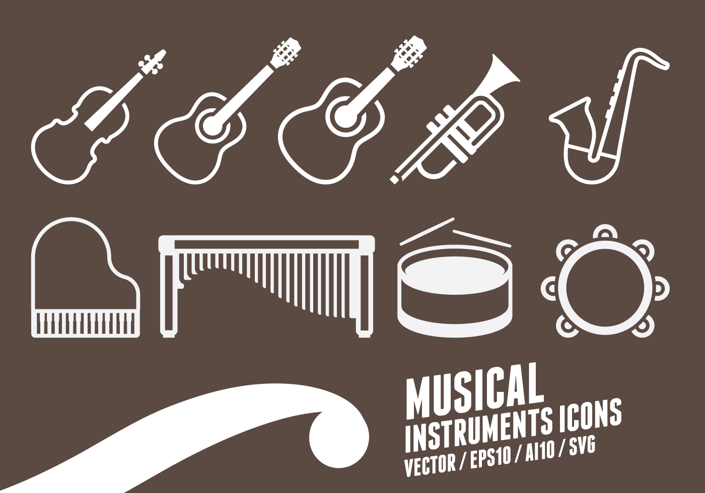 Musical Instruments Icons 137011 Vector Art at Vecteezy