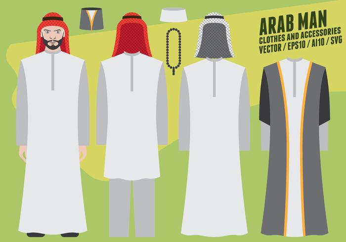 Arab Man Clothes and Accessories vector