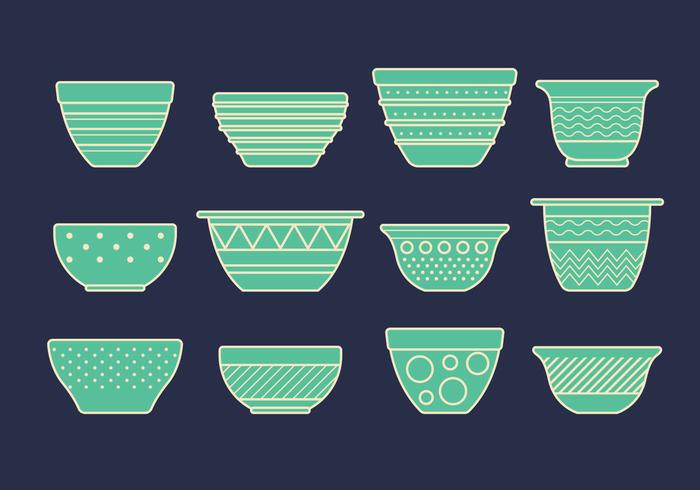 Vector Set of Mixing Bowls