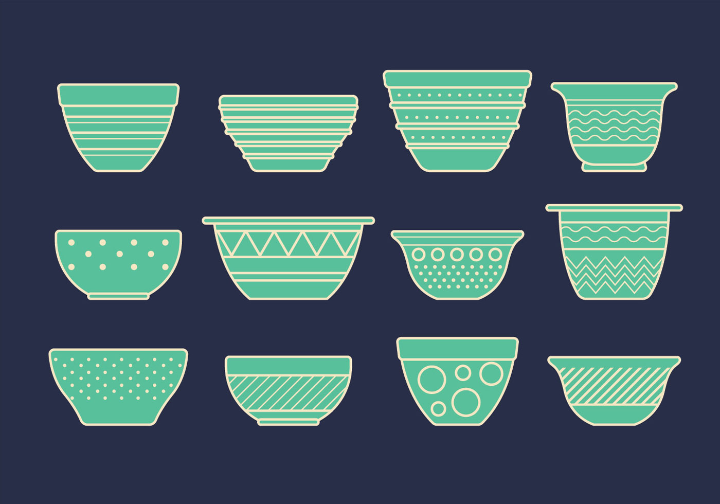 Vector Set of Mixing Bowls 137056 Vector Art at Vecteezy