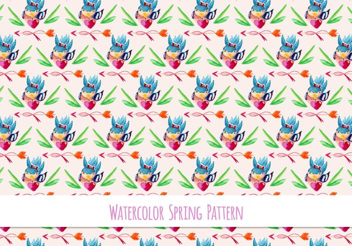 Free Vector Floral Pattern With Cute Bird