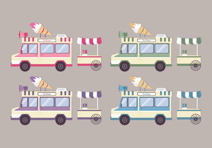 Vector Colorful Ice Cream Trucks