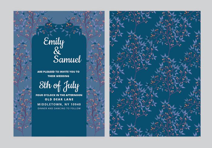 Vector Dark-Blue Wedding Invitation Vector Dark-Blue Wedding Invitation