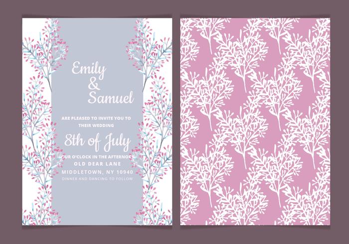 Vector Delicate Branches Wedding Invitation