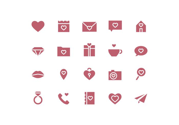 Vector Simple Valentine's Day Icons Vector Simple Valentine's Day Icons