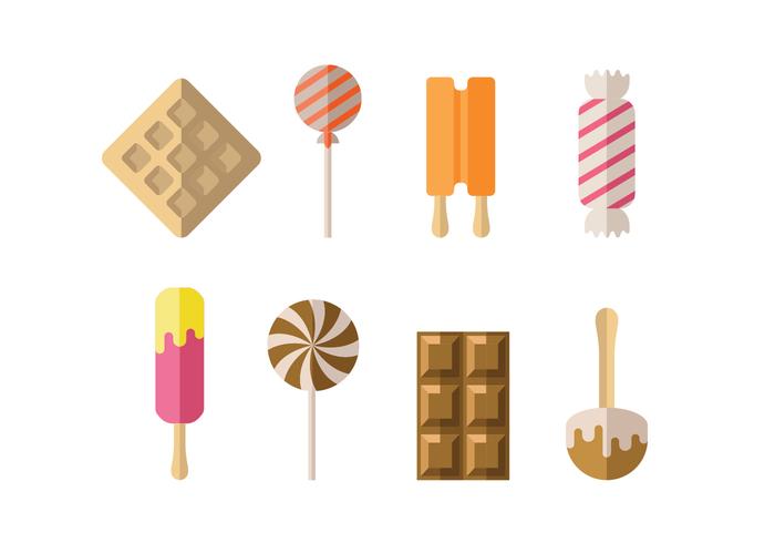 Caramelo, hielo y postres iconos vector