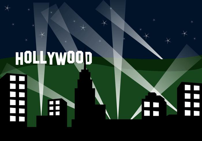 Paisaje de Hollywood por la noche vector