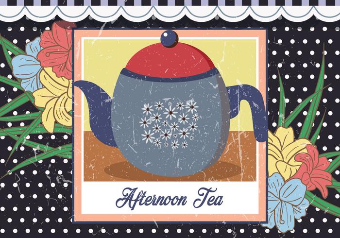 Afternoon Teapot Vintage Illustration vector