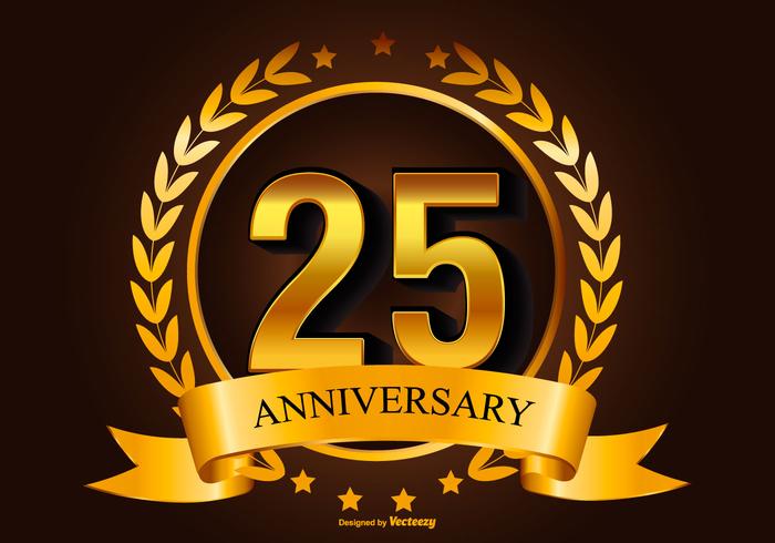 Golden 25th Anniverasry Illustration - Download Free Vector Art, Stock