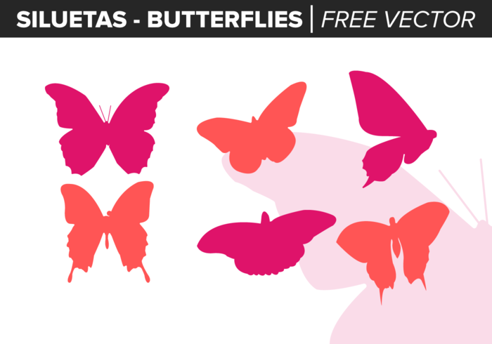 Siluetas de las mariposas de vectores libres