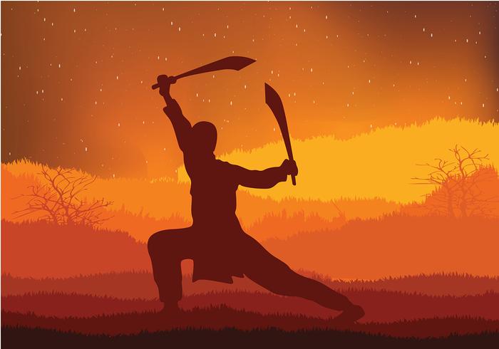 Wushu Night Training Free Vector