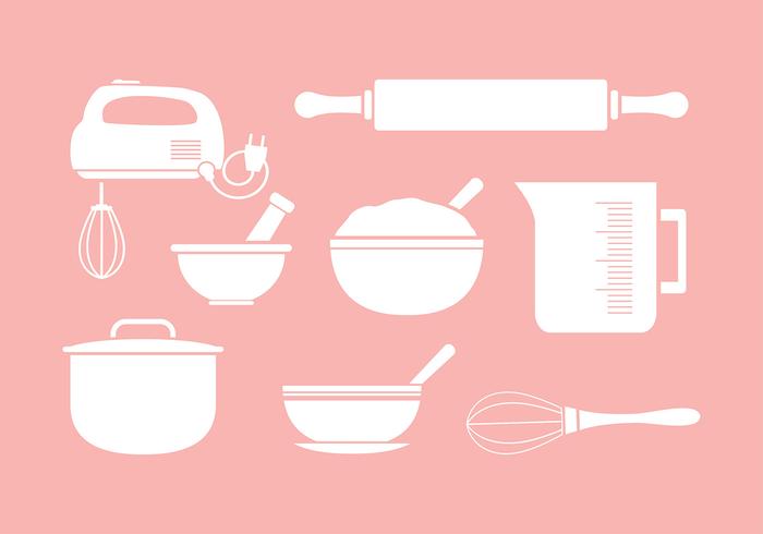 Mixing Bowl Icon Set Silhouette vector