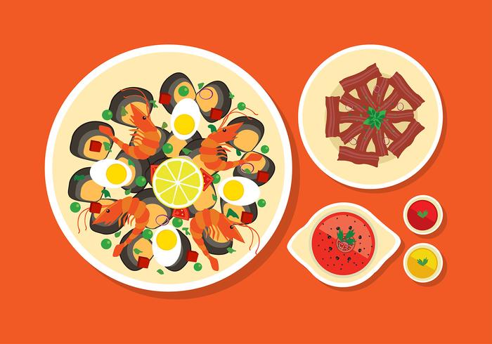 Paella Menu Flat Free Vector