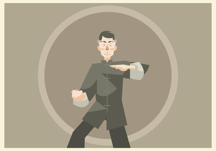 Wushu Master Practicing Vector