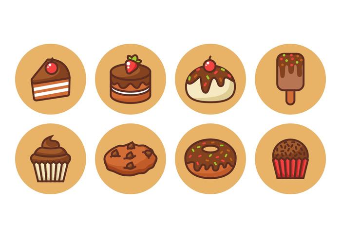 Libre de chocolate Iconos del vector del esquema de la torta