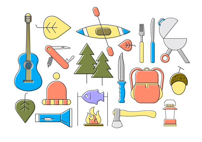 Flat Camping Icons vector