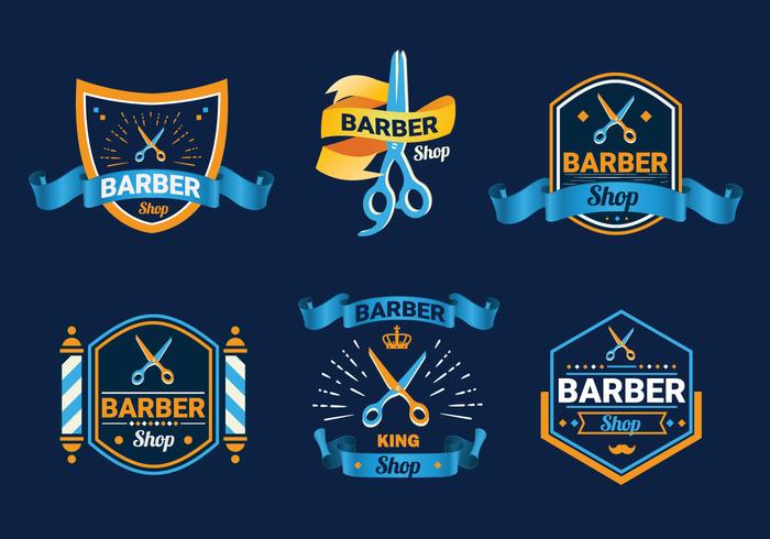 Scissors label barber shop logo vector