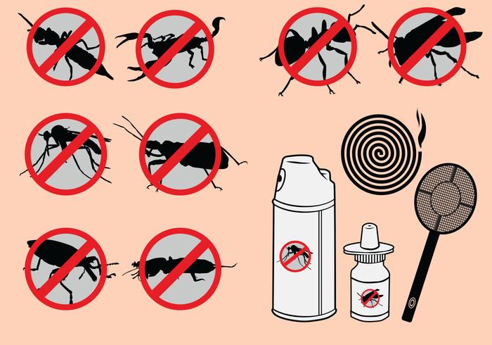 Conjunto de iconos de control de plagas e insectos vector