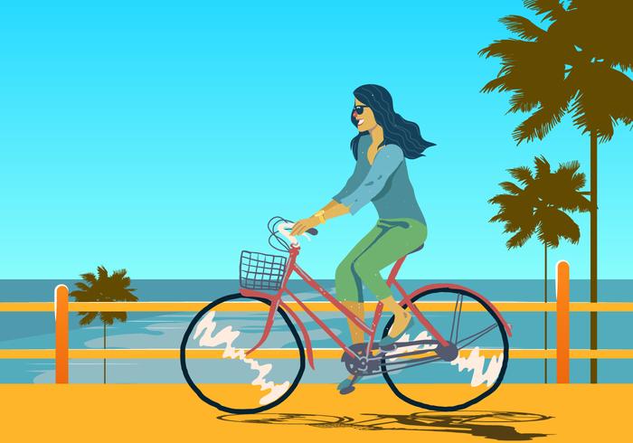 Girl on Bicicleta Vector