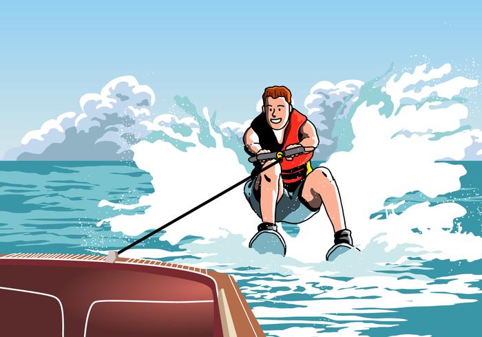 Man Riding On Water Skiing vector