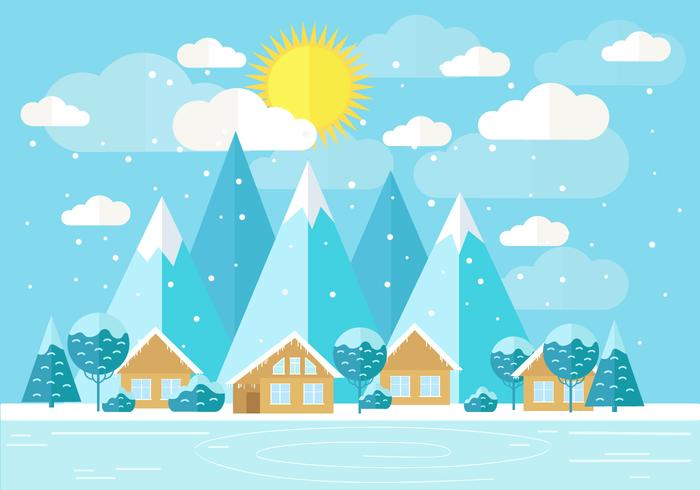 Vector paisaje de invierno libre