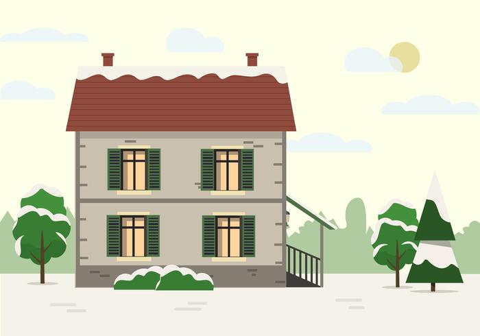 Free Vector Building With Landscape