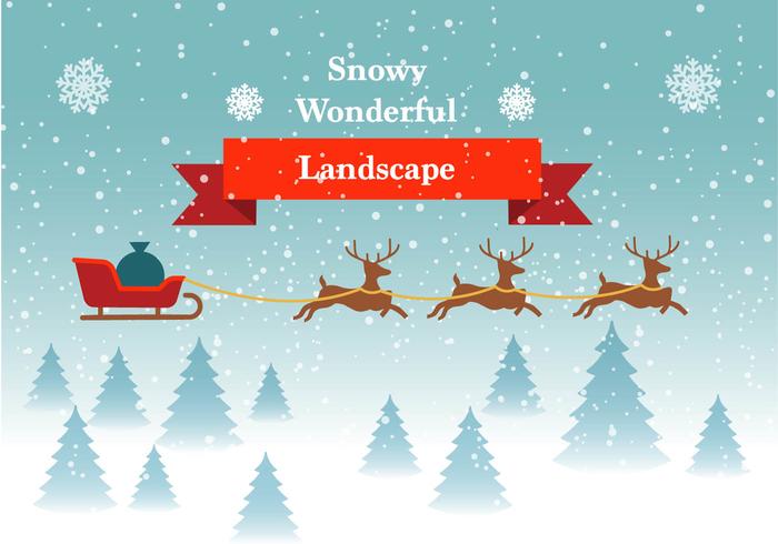 Free Vector Winter Landscape With Reindeers