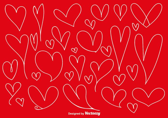 Vector Conjunto De Doodle Corazones