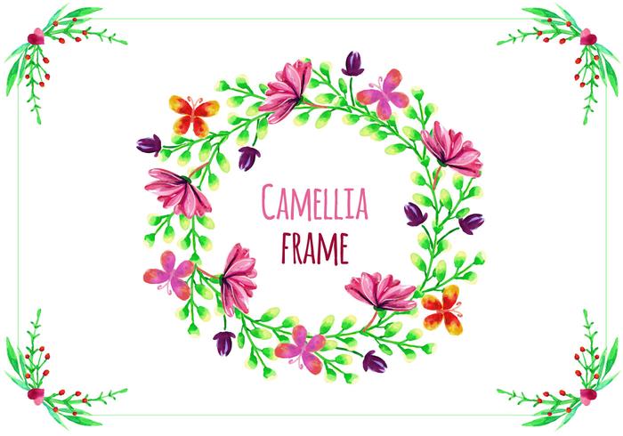 Vector Frame with Camellias 