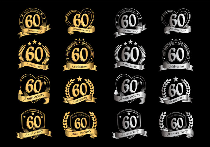 Anniversary Badges 60th Year Celebration vector